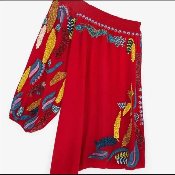 Embroidered One Shoulder Farm Rio Dress - Picture 2 of 9